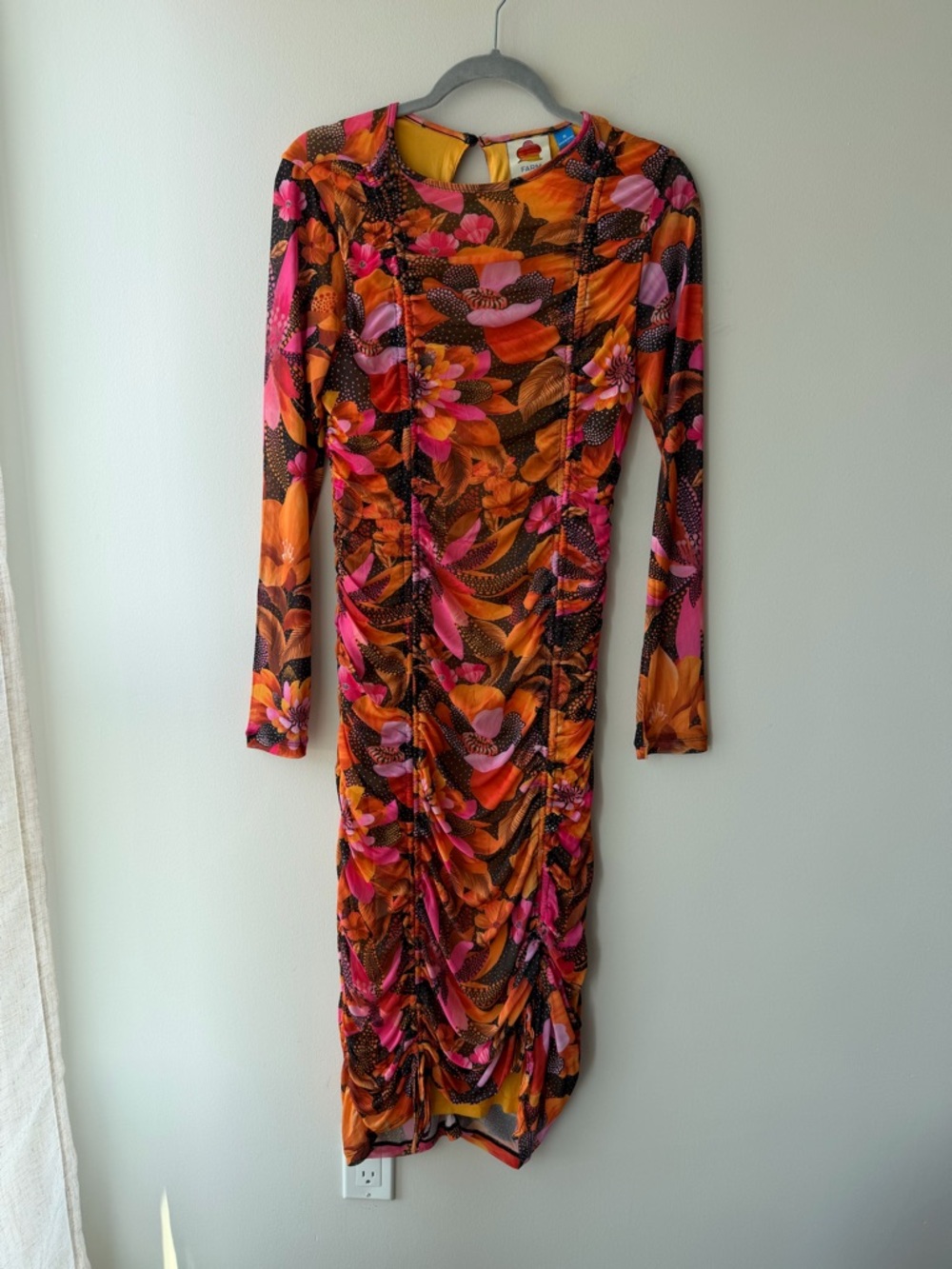 Farm Rio NWT Ruched Floral Midi Dress - Picture 4 of 7